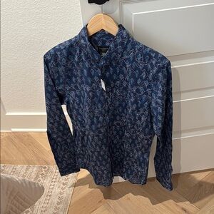 Club Monaco Men's Blue Patterned Shirt